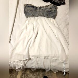 Strapless sheer/bluejean dress sz M